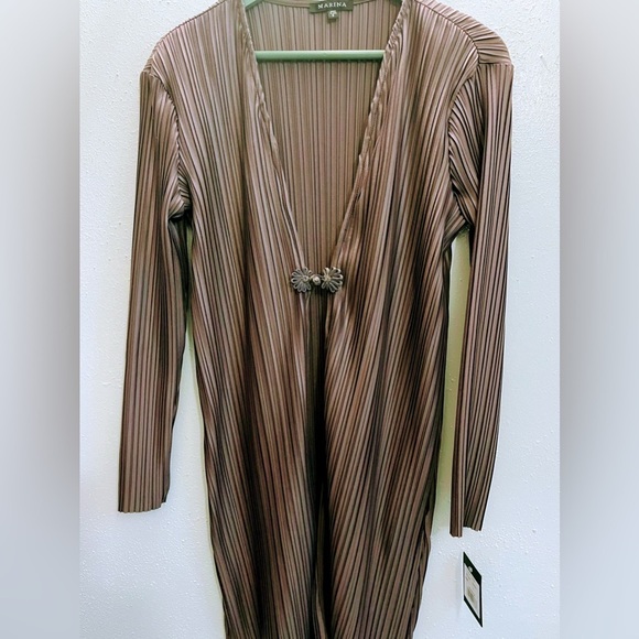 Marina Tops - Marina Women's Long Sleeve Pleated Cardigan Size S Round Neck good quality